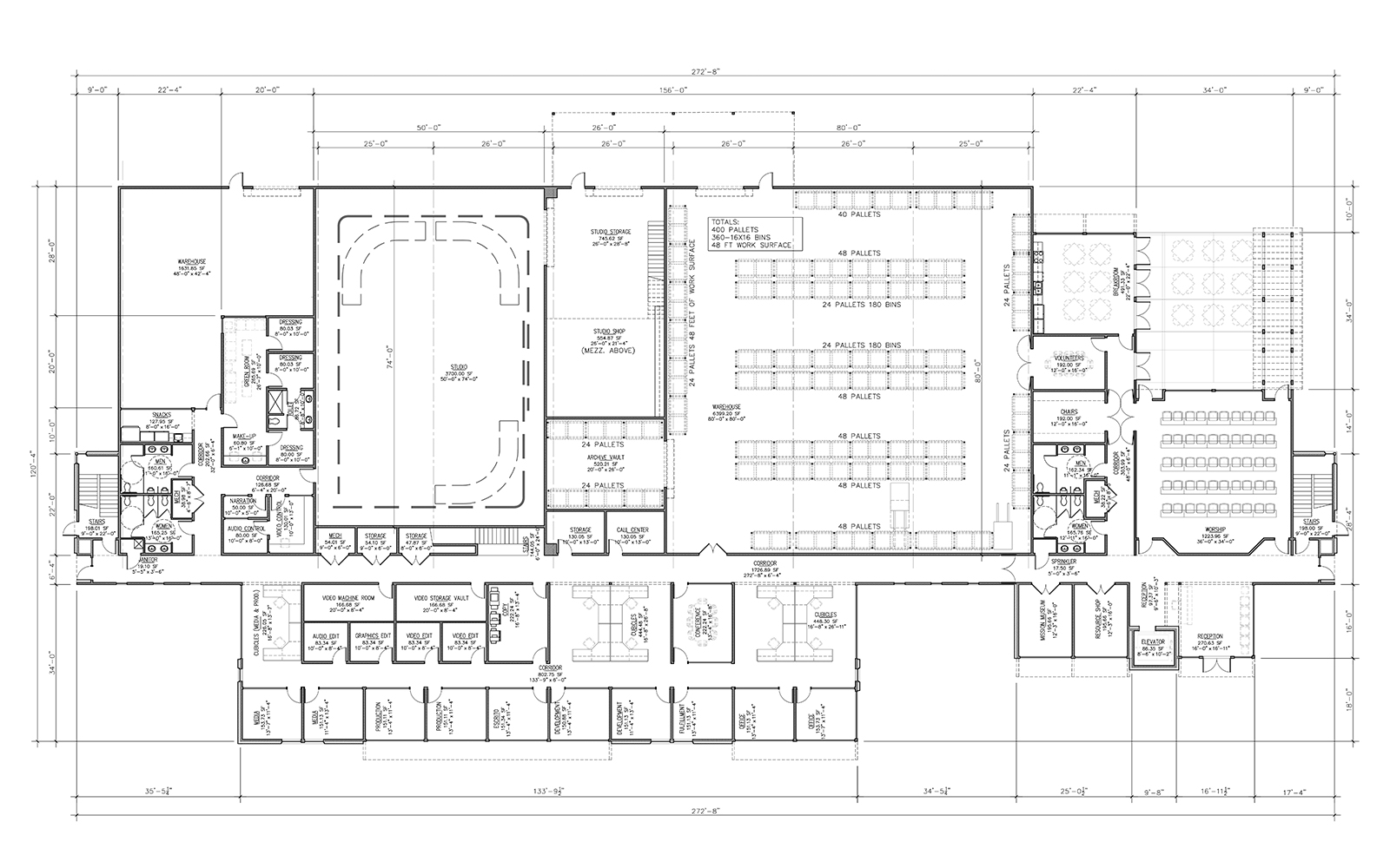 Building plans showing the main floor