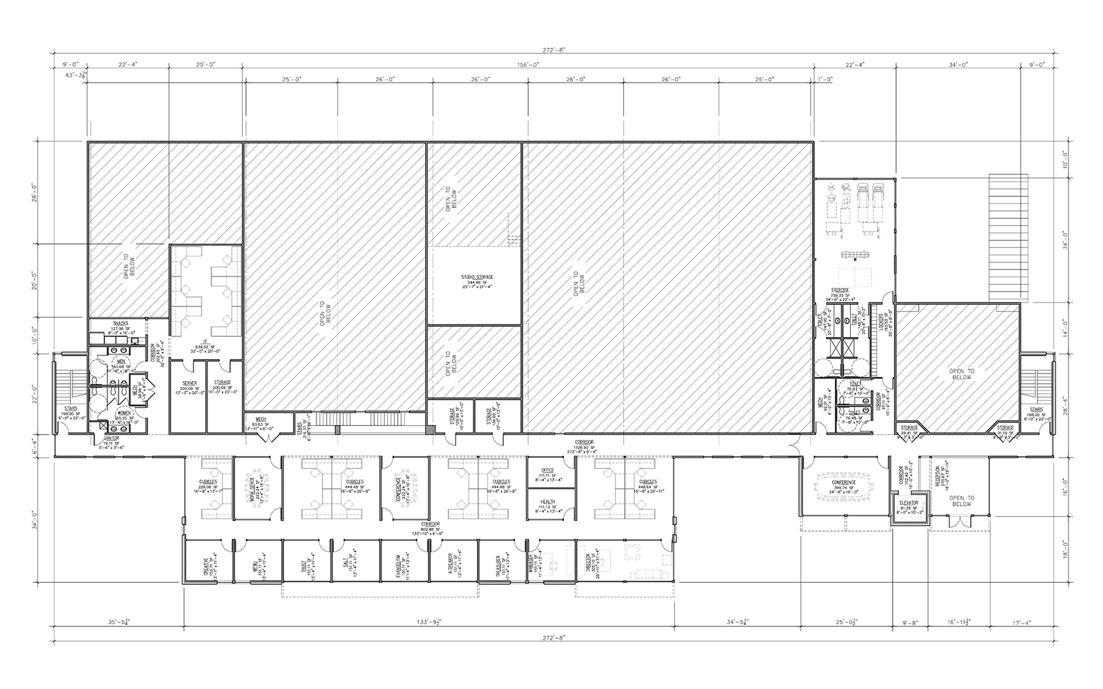 Building plans showing the second floor